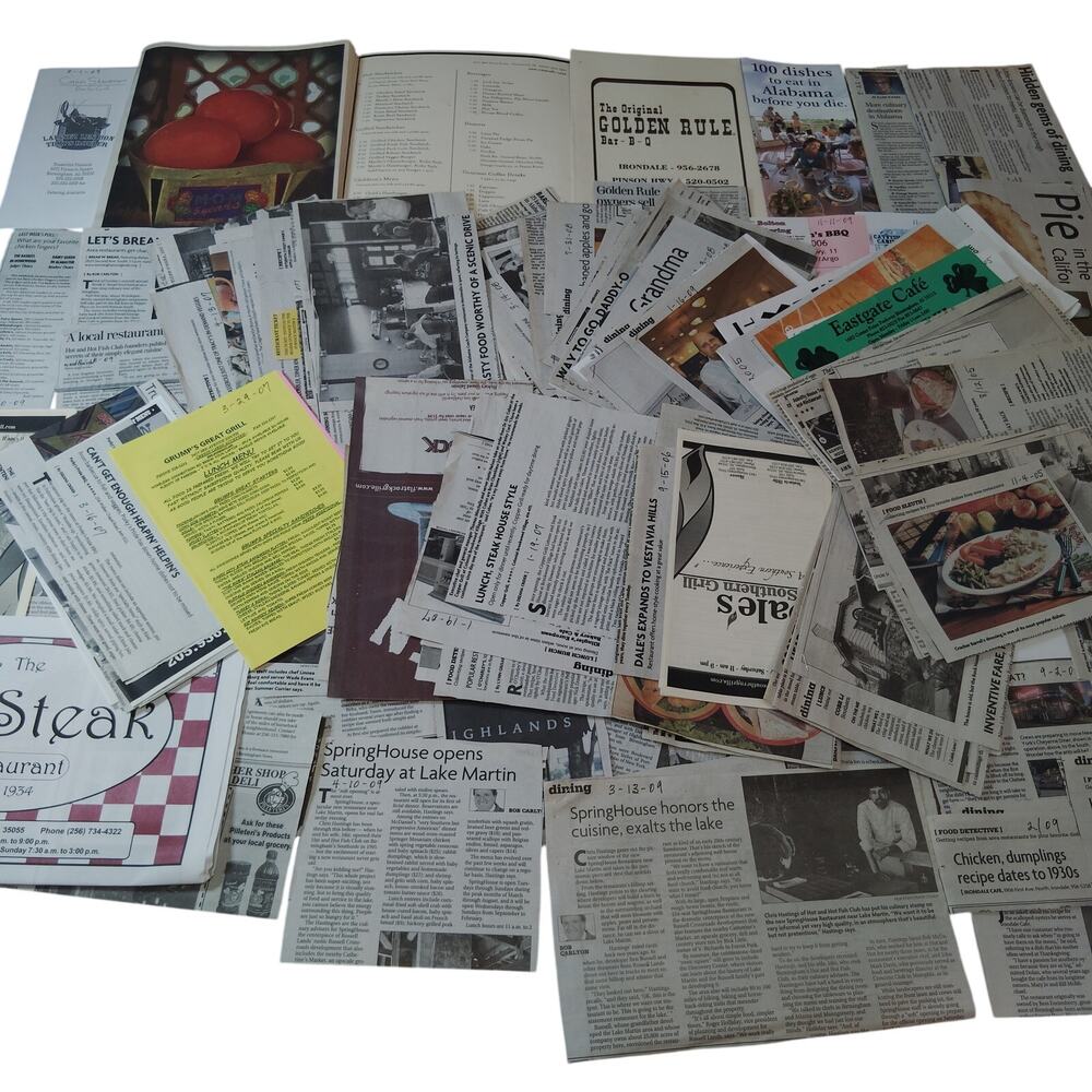 Vintage Alabama Restaurant Ephemera Collection 2005-2009 - Unique State History